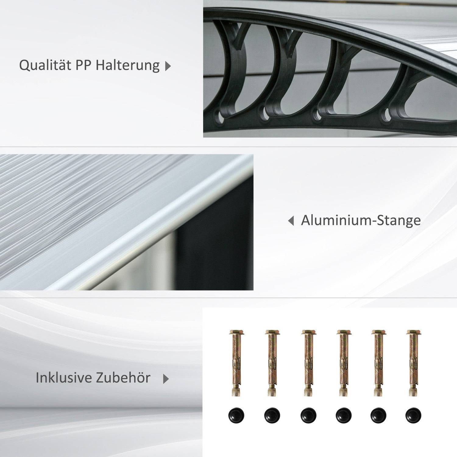 Utomhustak av aluminium med UV- och regnskydd, svart