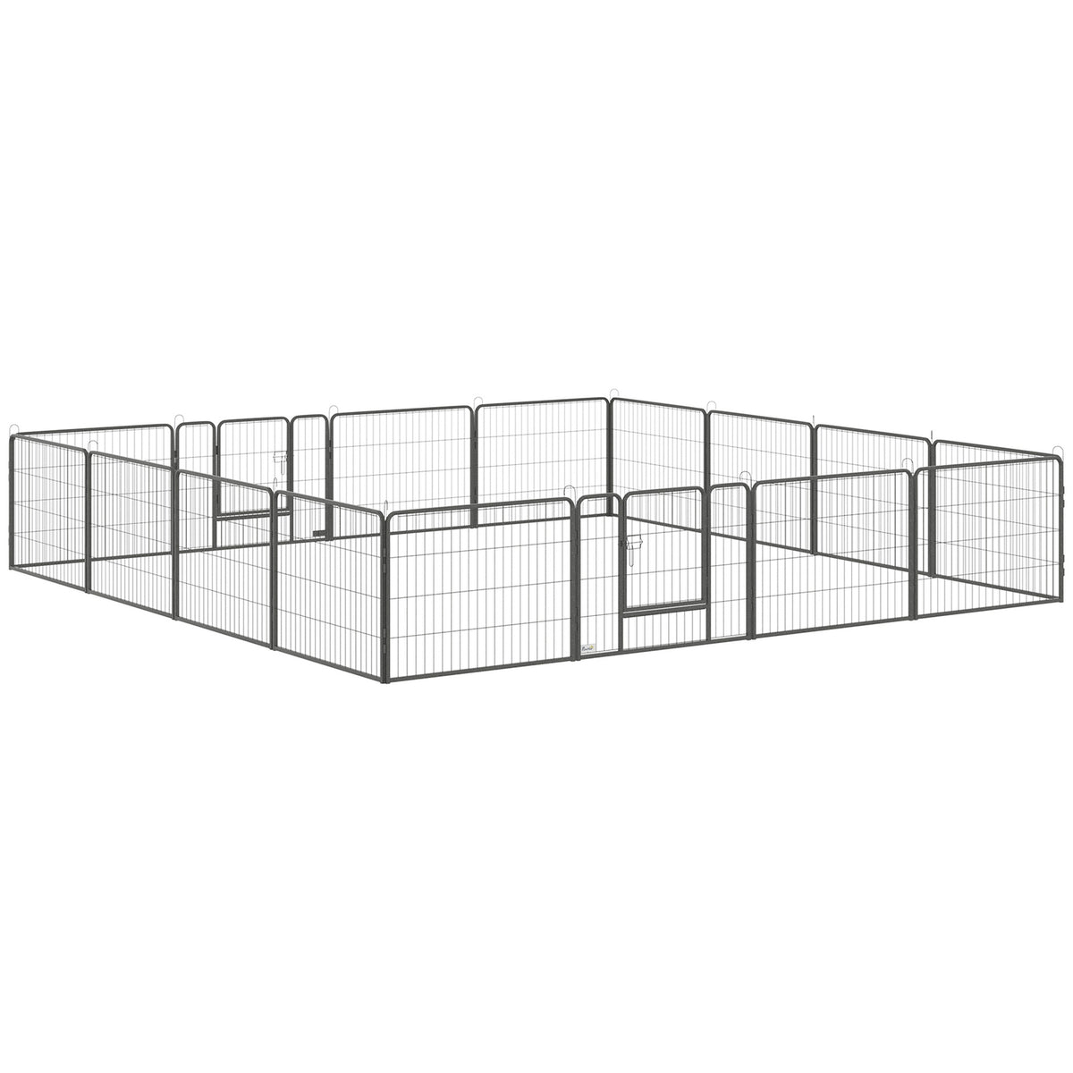 Parc à chiot d'extérieur, acier, 16 segments, 2 portes, 60 cm de haut