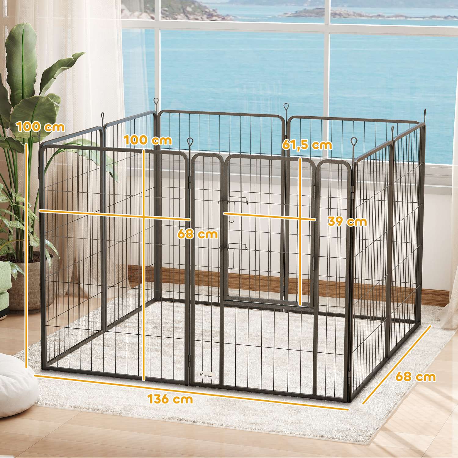 Utomhusvikbar valplekhage – 8-panel, 100 cm höjd