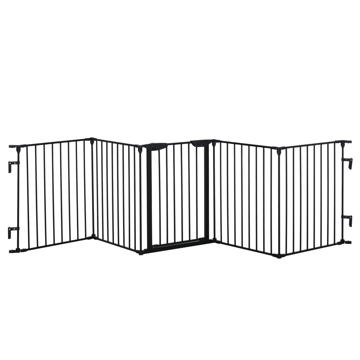 Welpenlaufstall & klappbare Barriere mit Tür, Metall, schwarz