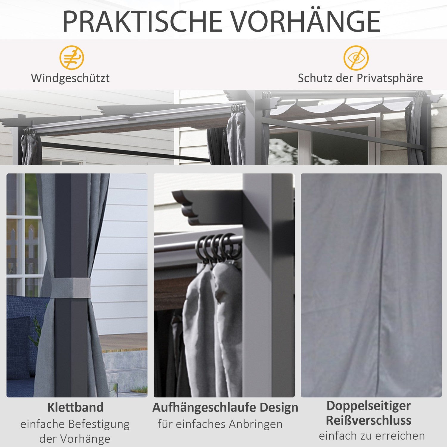 Vattenavvisande Gazebo 2,97x2,95M med solskydd och paneler