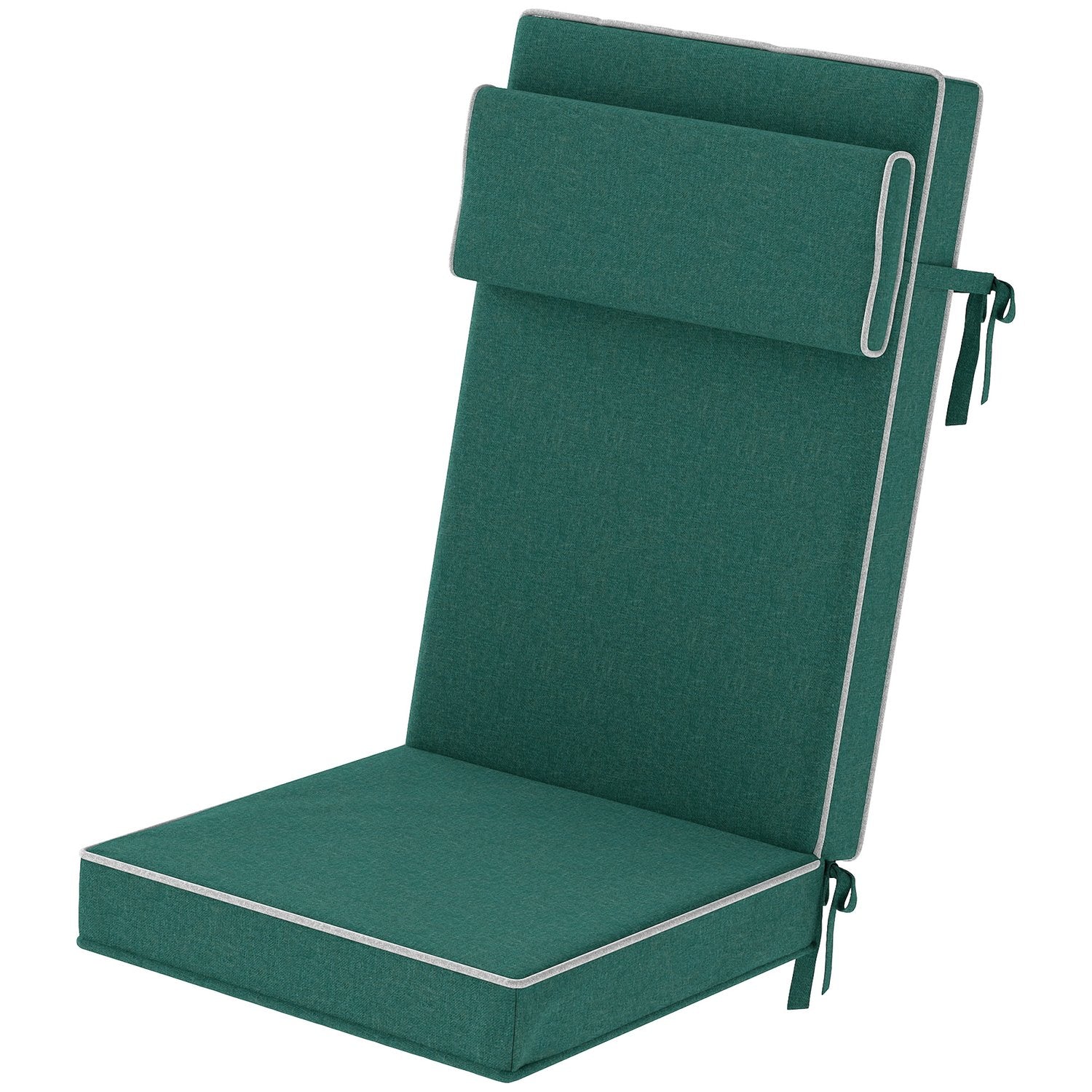 Vattenavvisande grön sittdyna med knytband – 120x47x9,5 cm