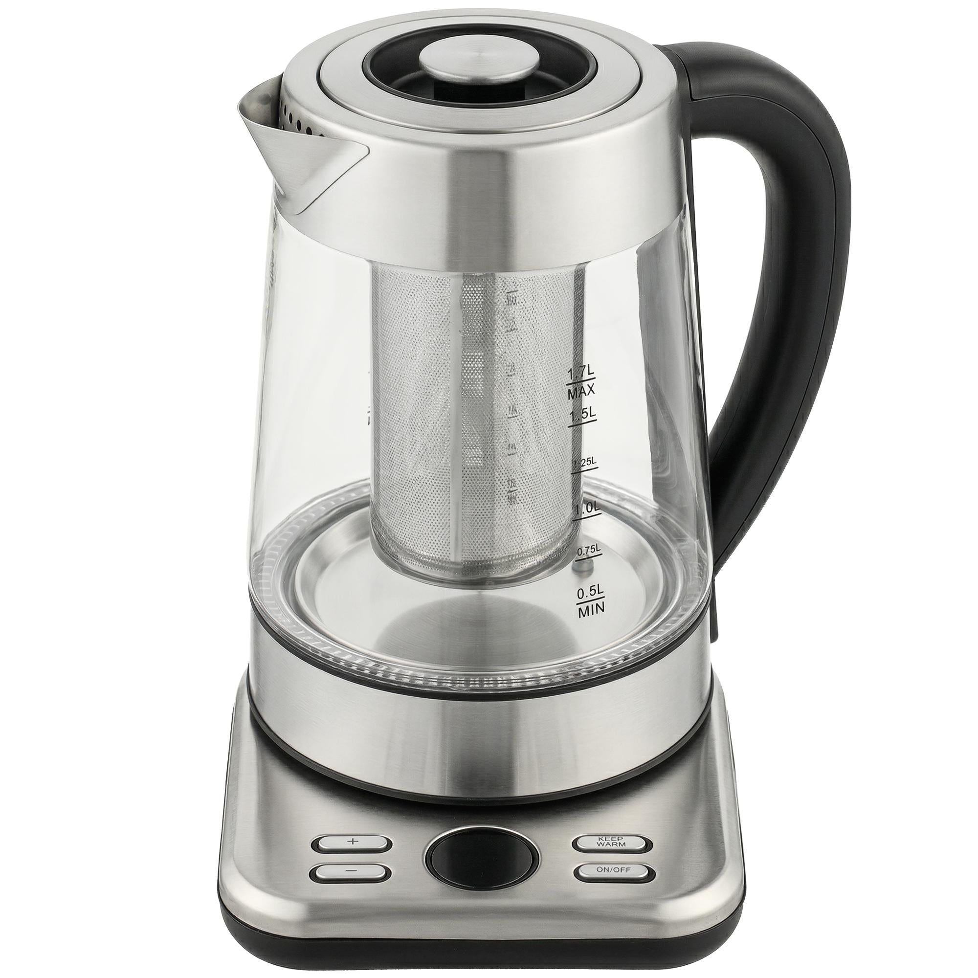 Vattenkokare 1,7 l, 2200 W, glas, Strix termostat, tebryggare