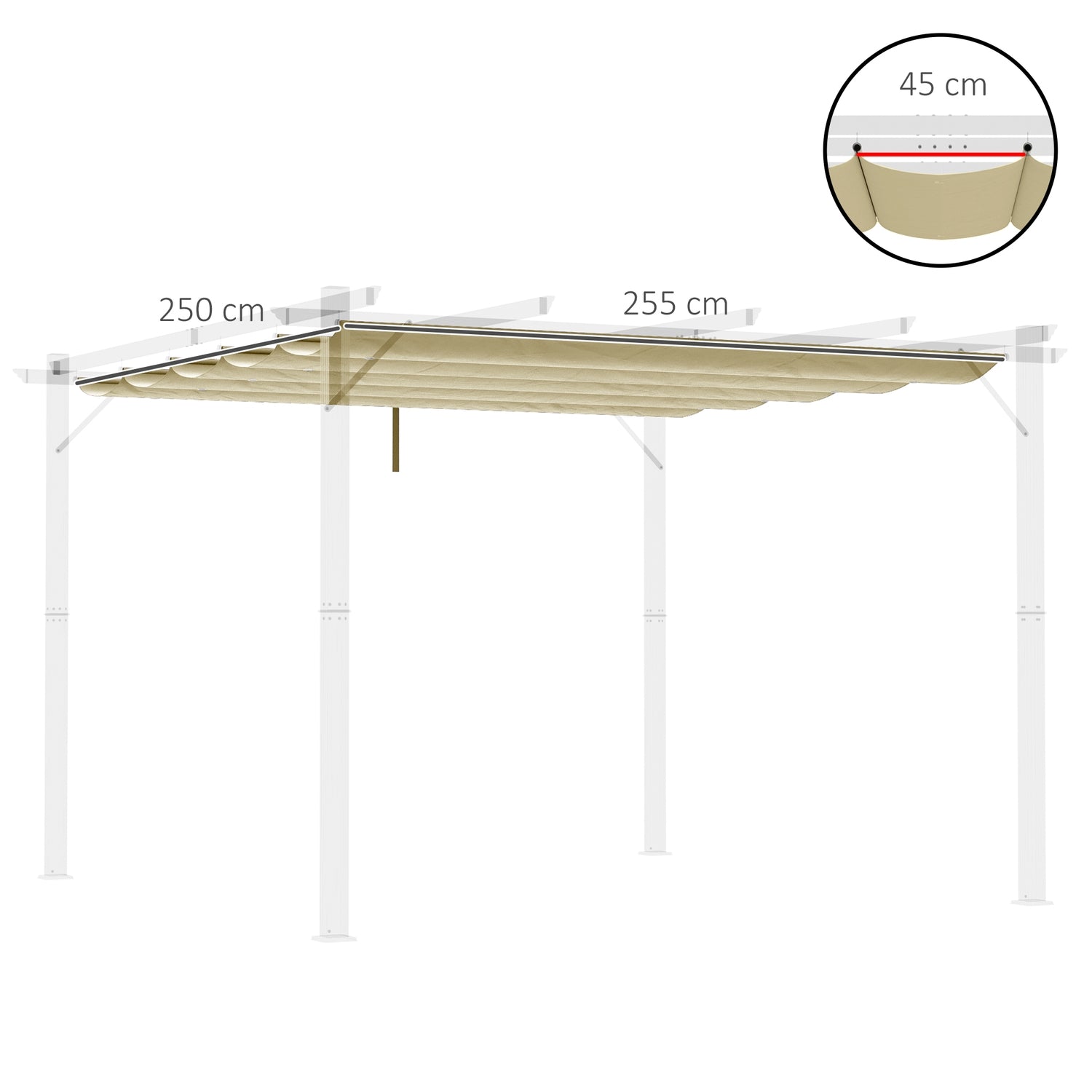 Vattentät 3x3m Pergola Takbyte, beige kapell