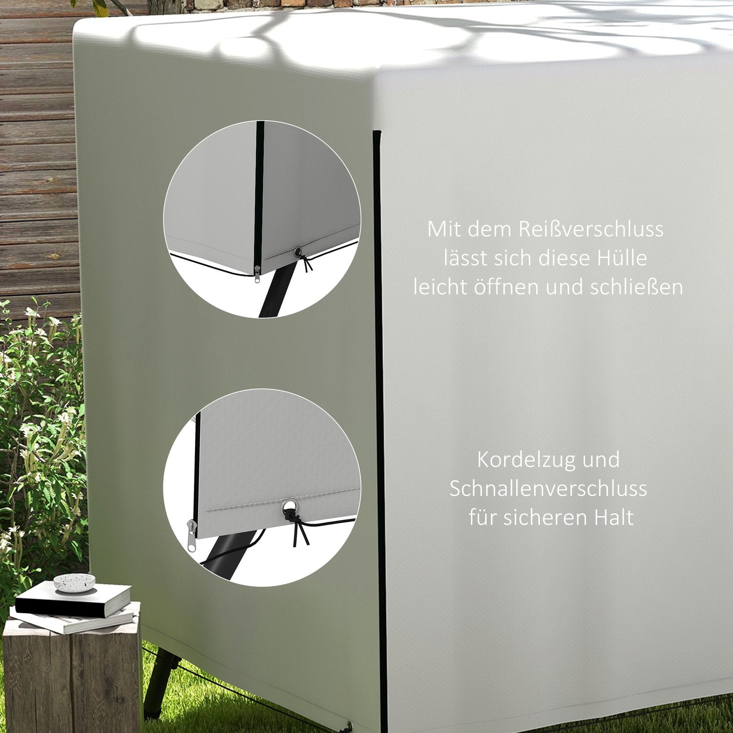 Vattentät UV-beständig trädgårdsmöbler Presenningskåpa, rektangulär, 215x155x150 cm
