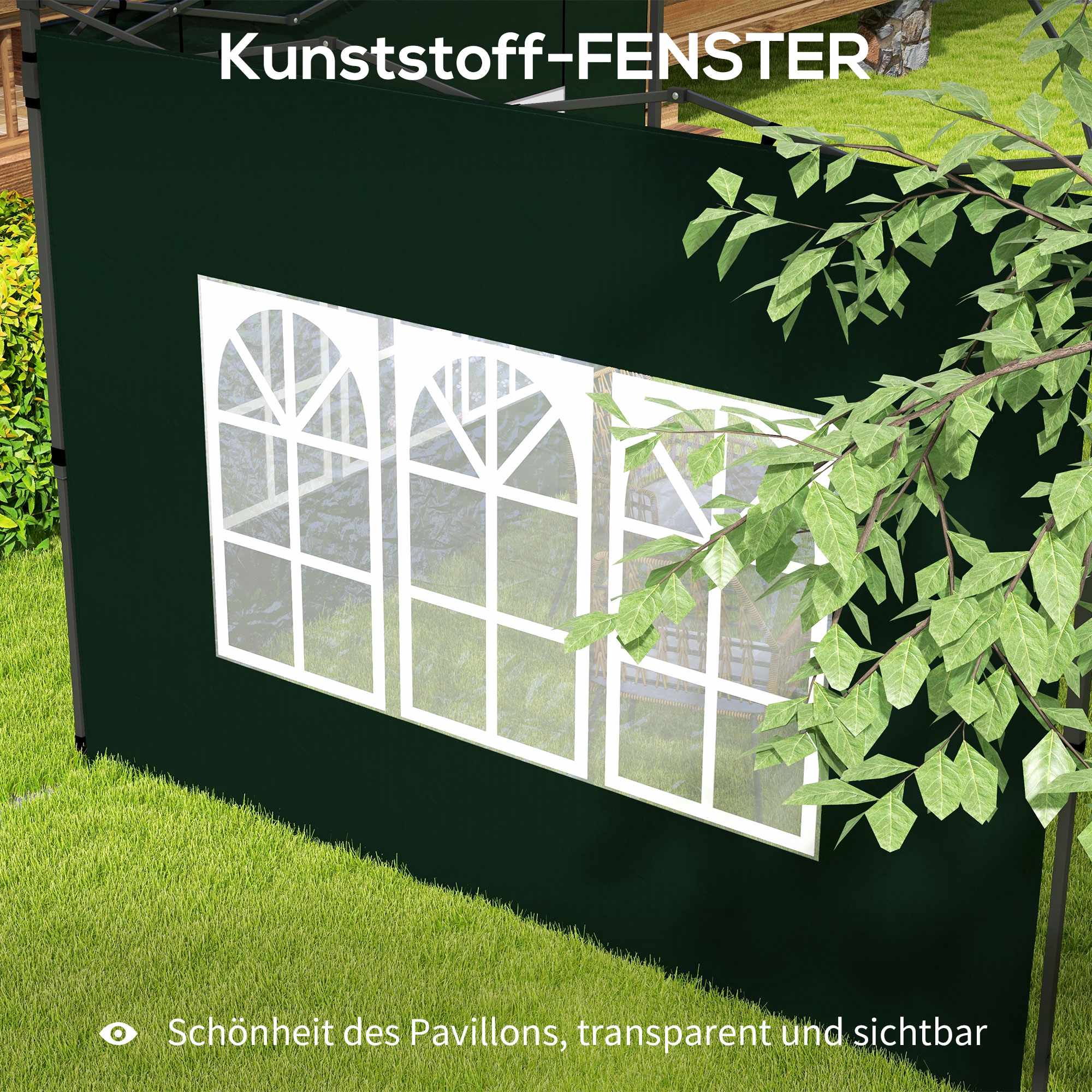 Vattentäta sidoväggar till paviljongen med fönster, 2-pack, gröna