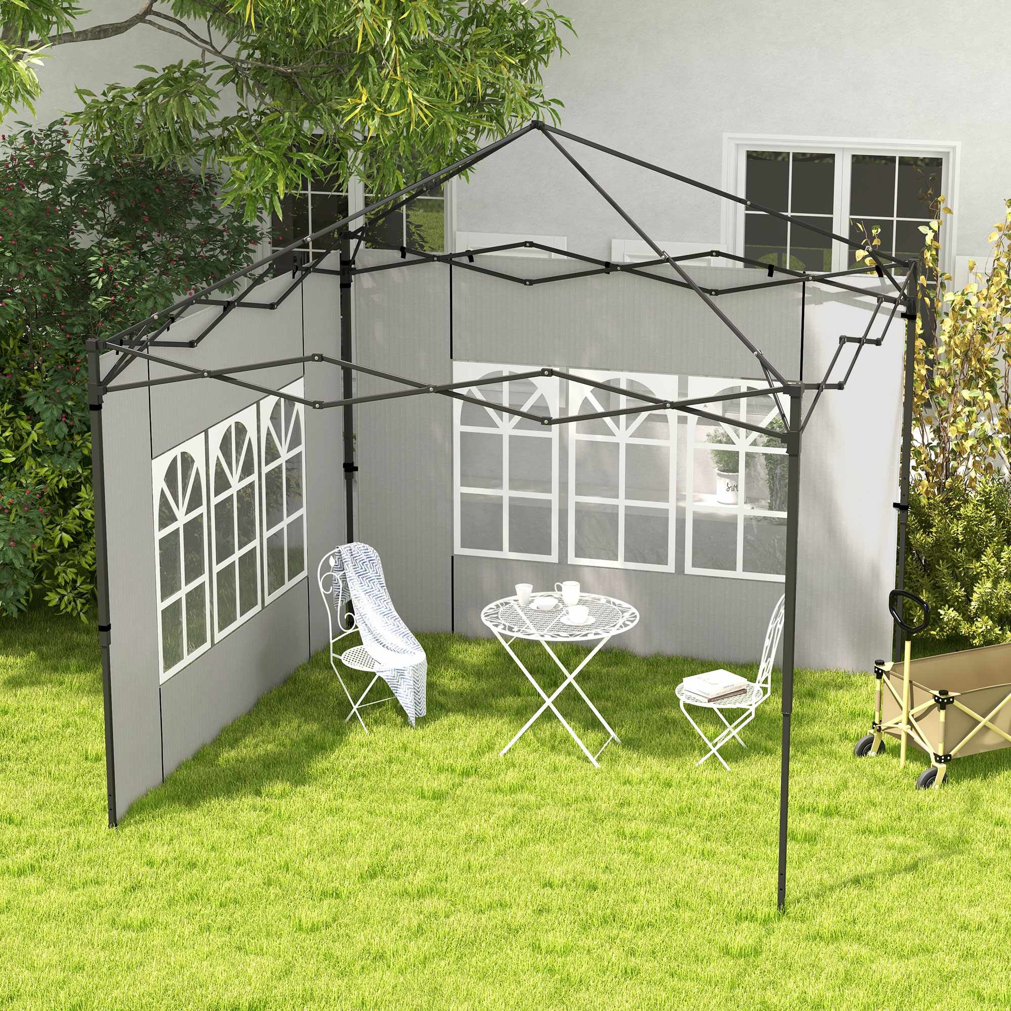 Vattentäta sidoväggar till paviljonger, 3x3/3x6 m, vit