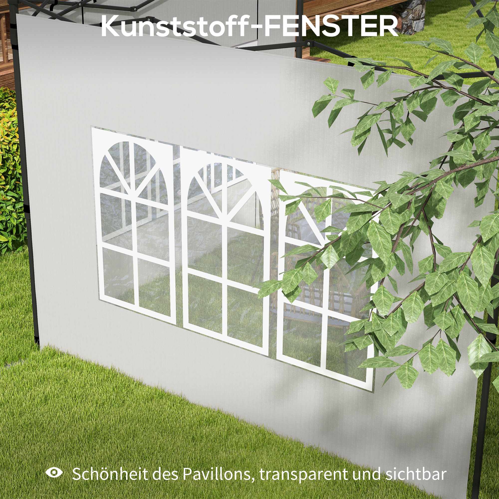 Vattentäta sidoväggar till paviljonger, 3x3/3x6 m, vit