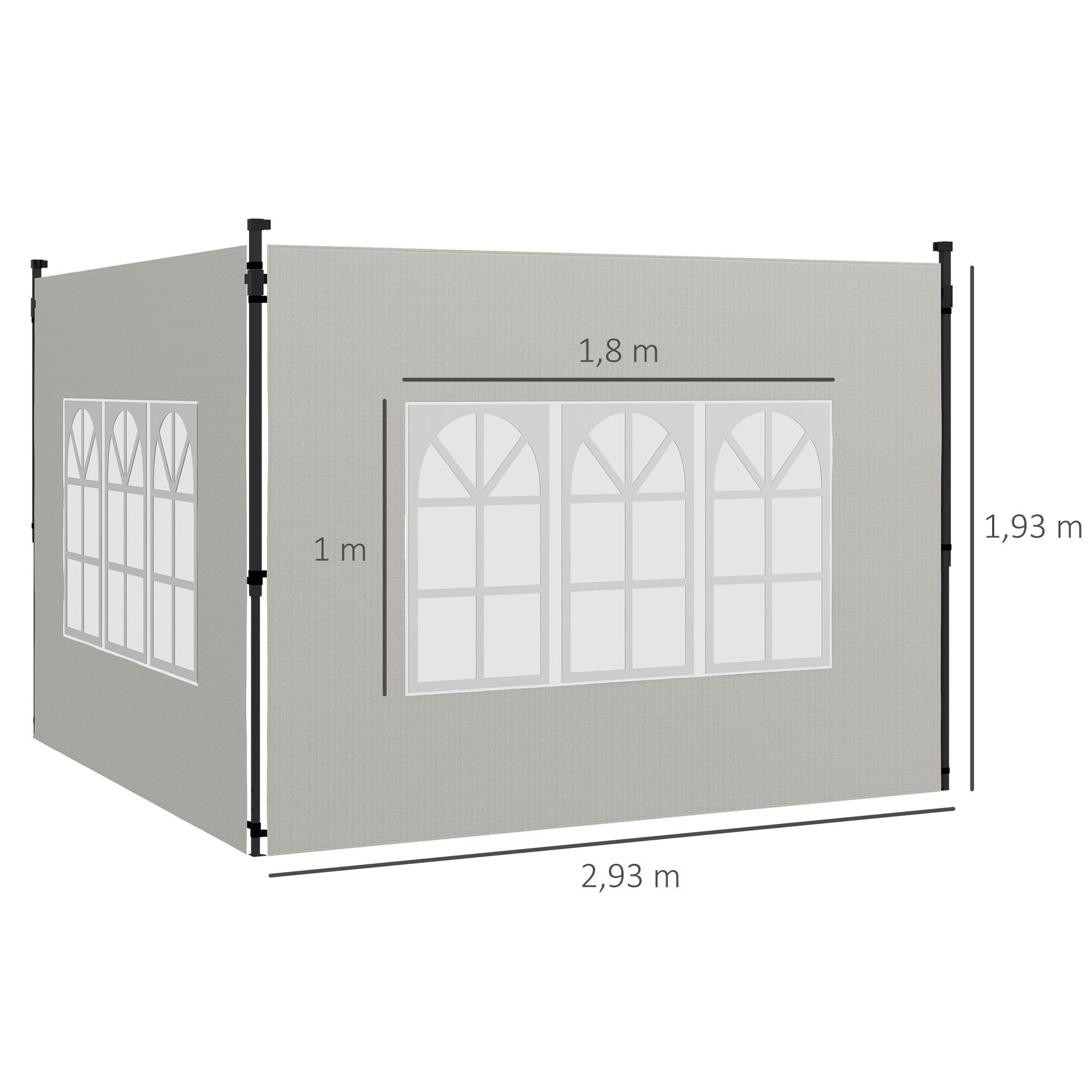 Vattentäta sidoväggar till paviljonger, 3x3/3x6 m, vit