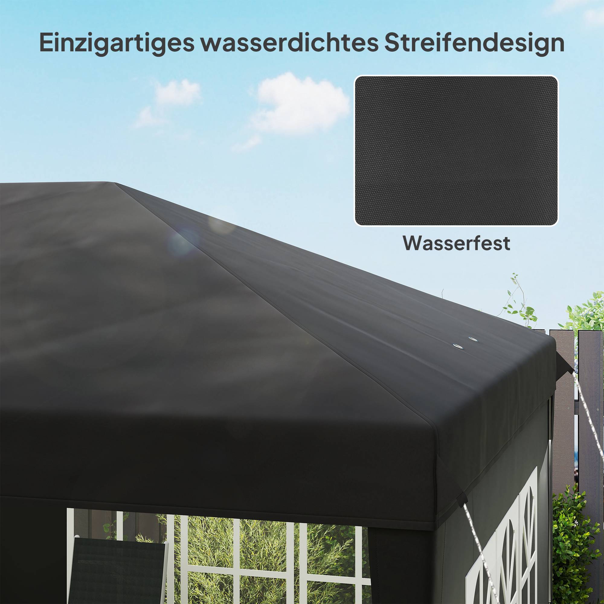 Vattentät popup-paviljong 3x6m med UV-skydd, svart