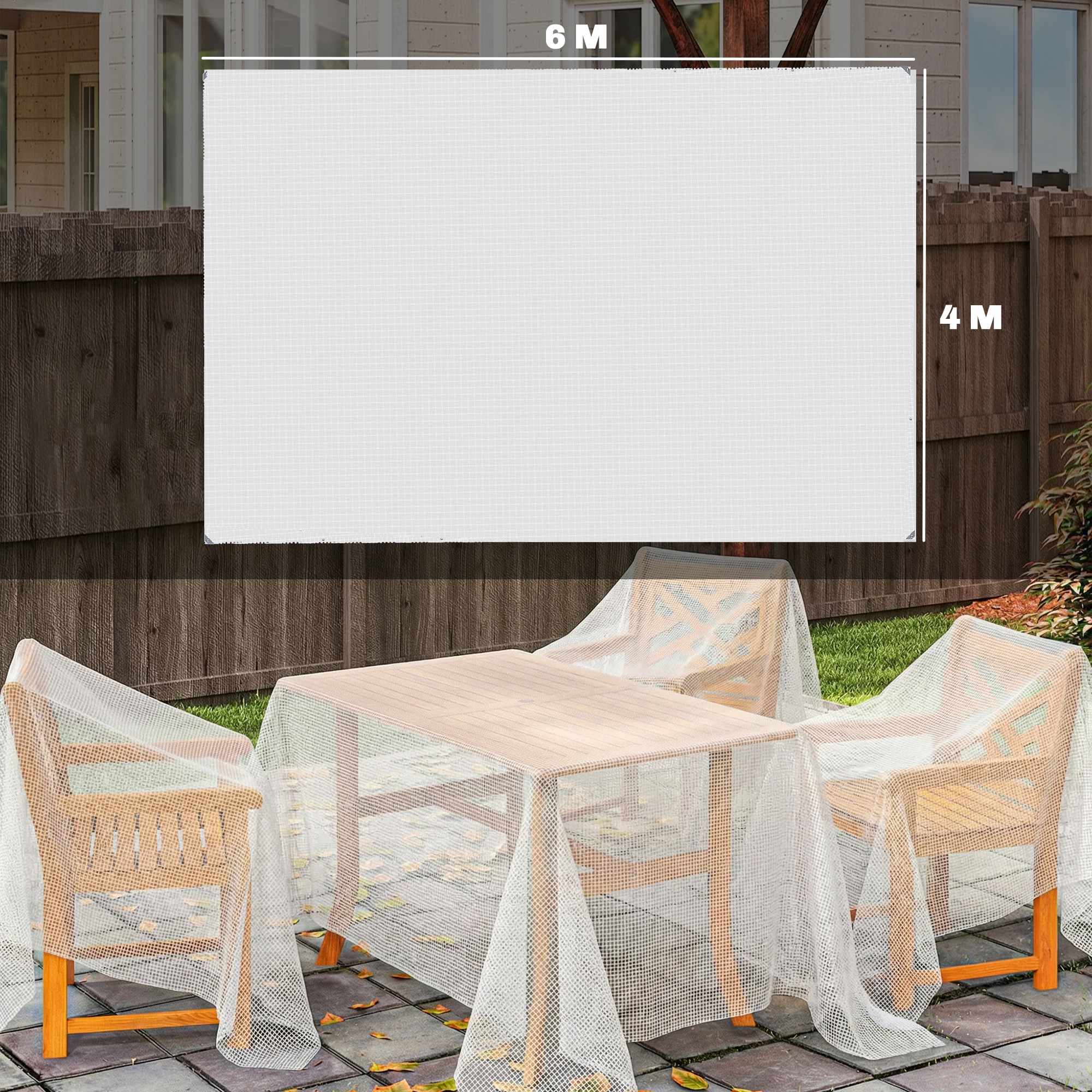 Vattentät presenning 4x6m, 140g/m², UV-stabil med öljetter