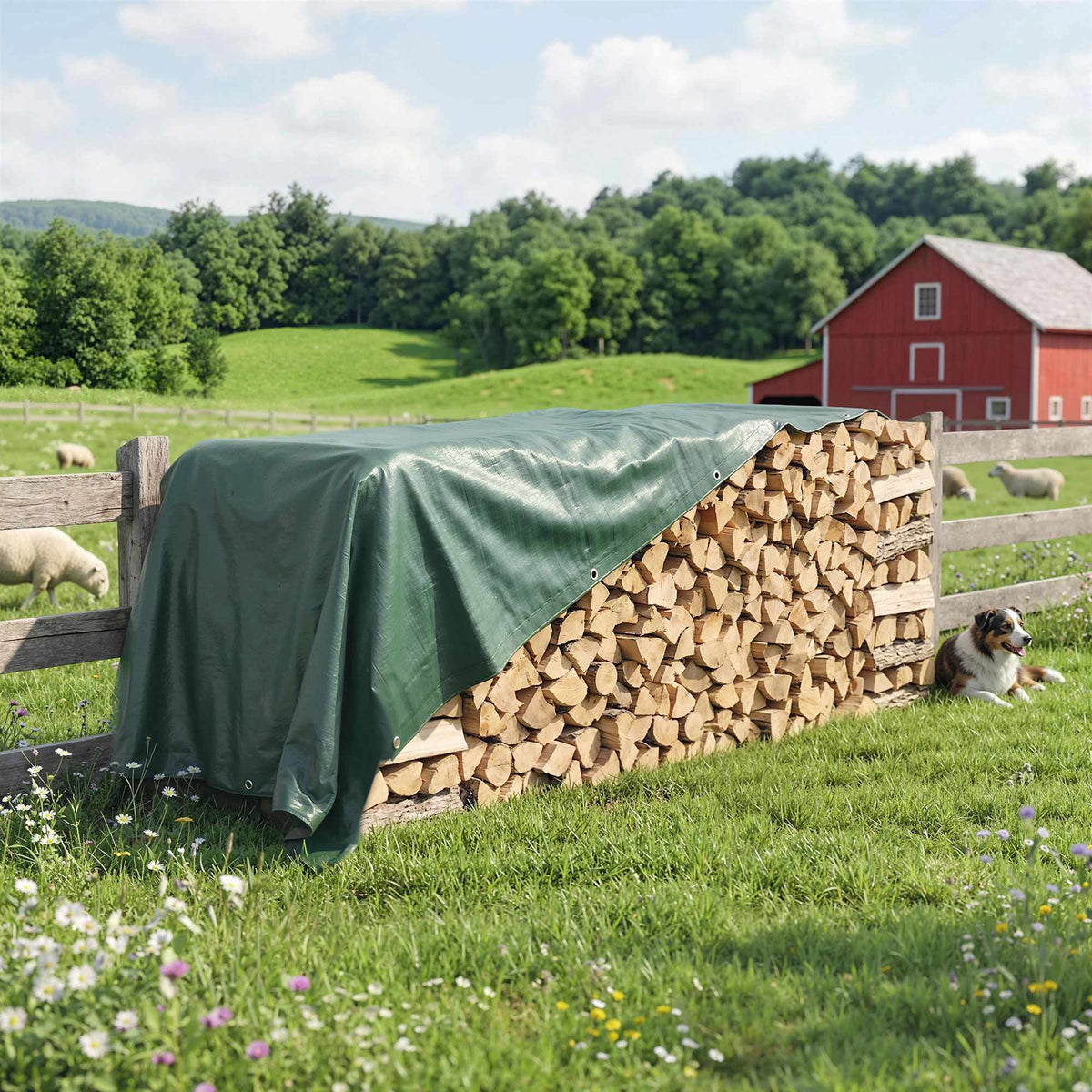 Vattentät presenning 4x6m, rivtålig, UV-stabil, grön