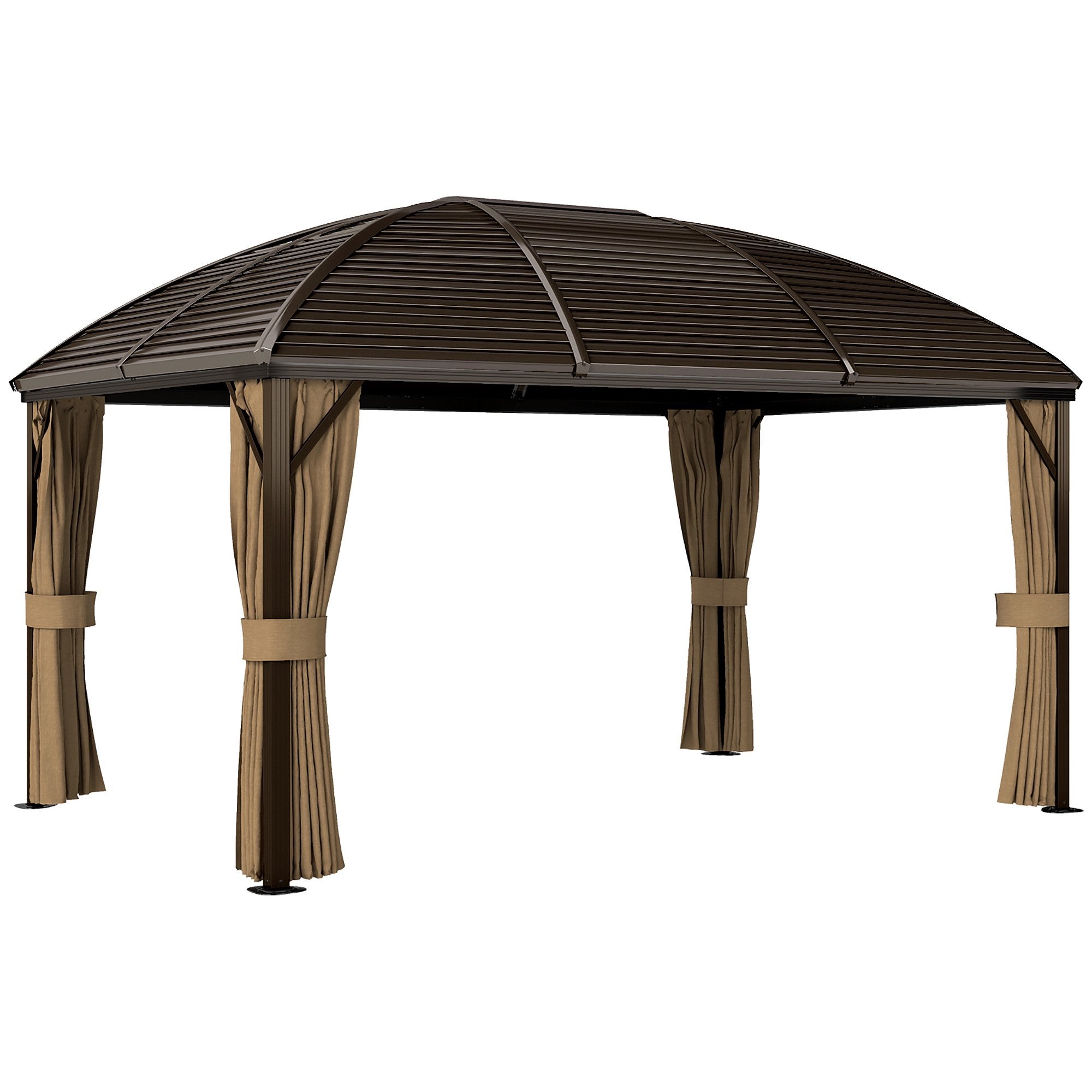 Vattentät trädgårdspaviljong, 4 x 3 x 2,8 m, brun