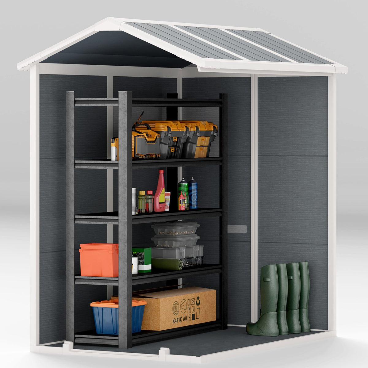 Abri de jardin imperméable en aluminium avec porte verrouillable et plancher