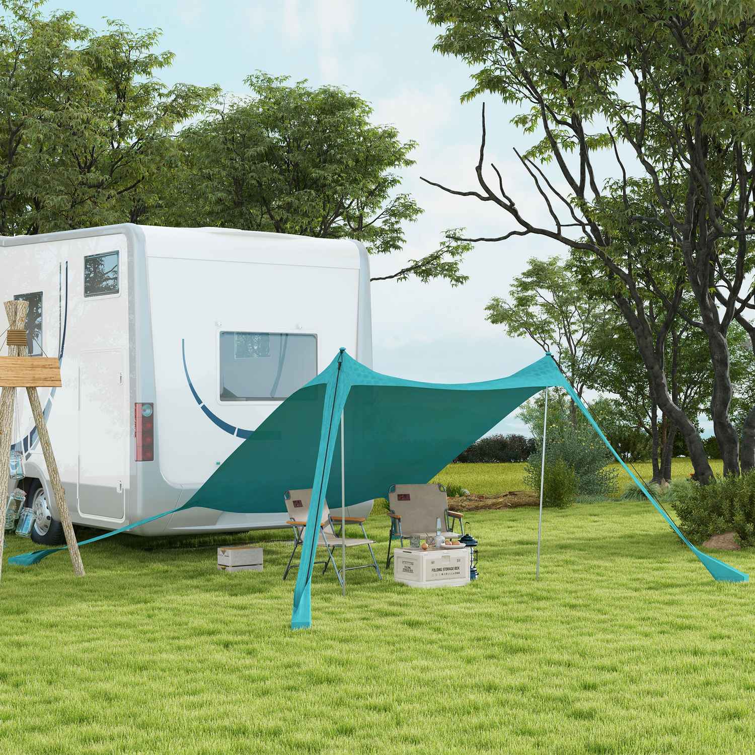 Vattentätt solskydd med UV-skydd, 2,15x2x2M himmelsblå