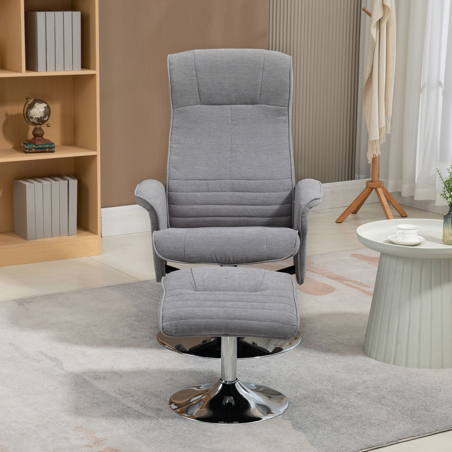 Velvet Grey Liggande TV-stol, Vridbar, Stöder 150 kg