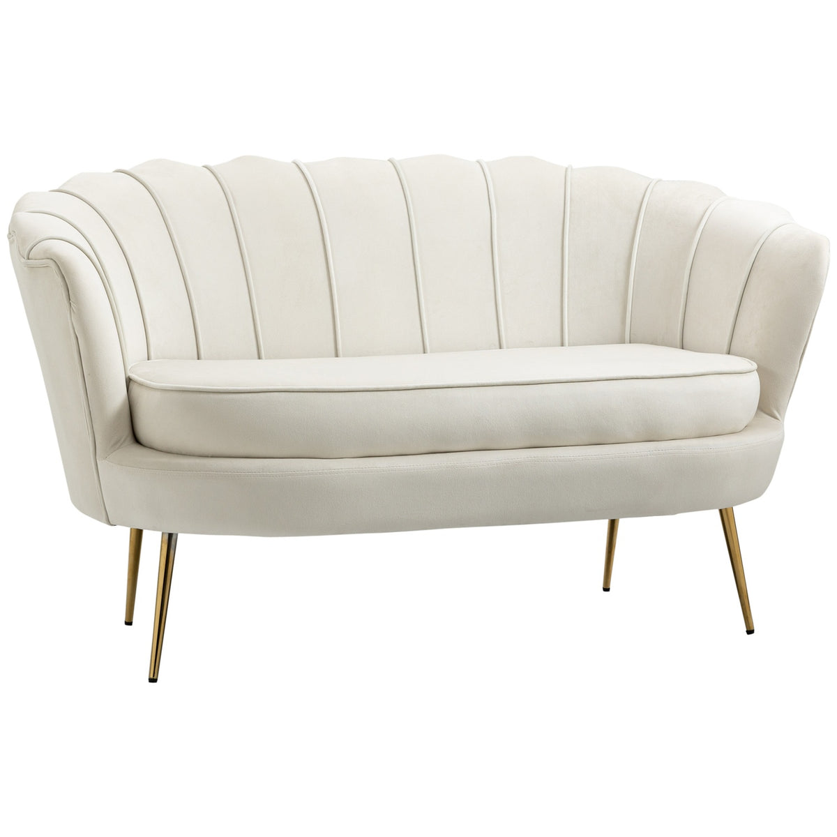 Velvet Loveseat-soffa, Klädd, 2-sits, Cream