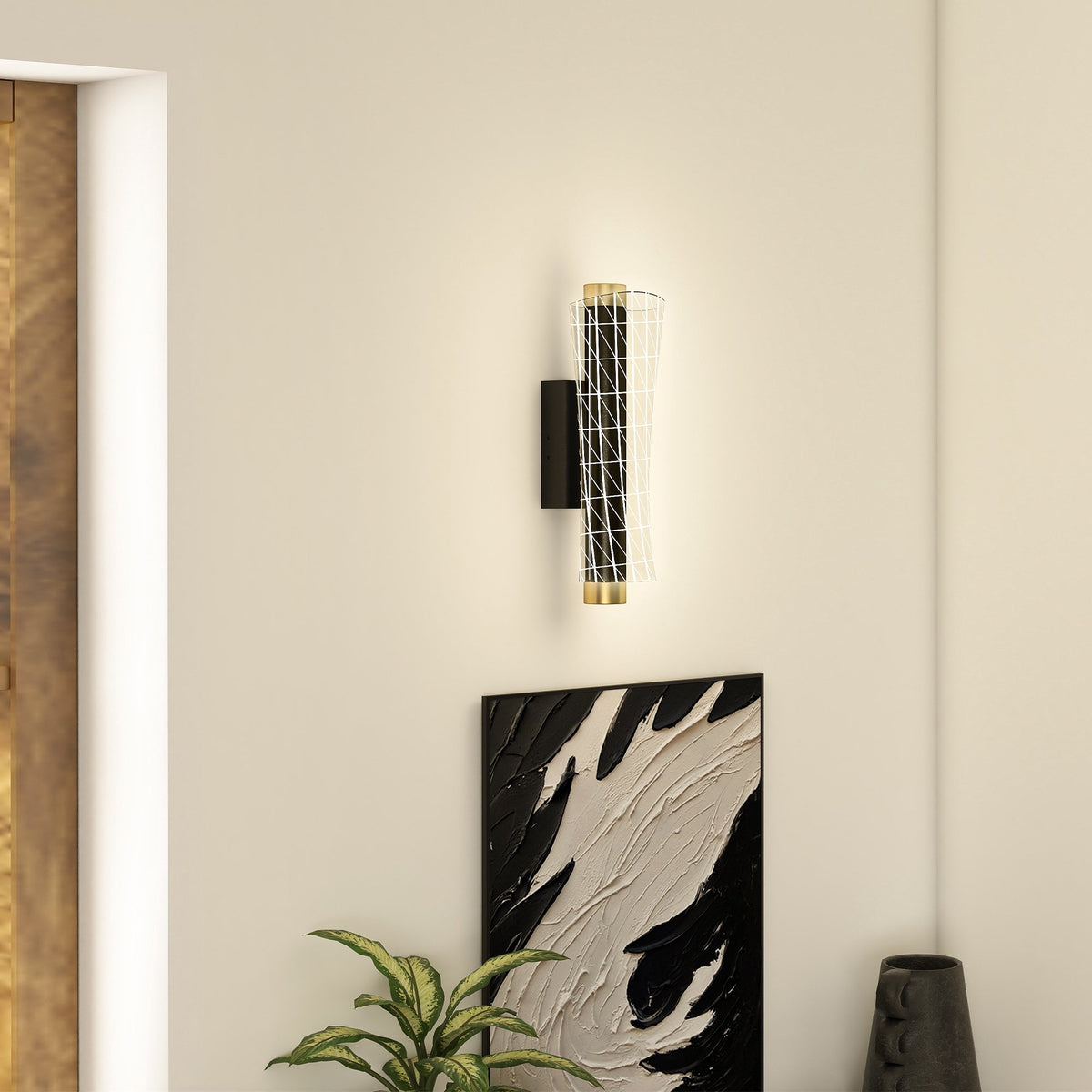 Vägglampset, geometrisk design, 3 ljusfärger, 9W LED