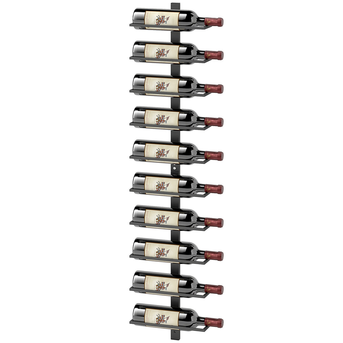 Porte-bouteilles mural en acier pour 10 bouteilles – noir