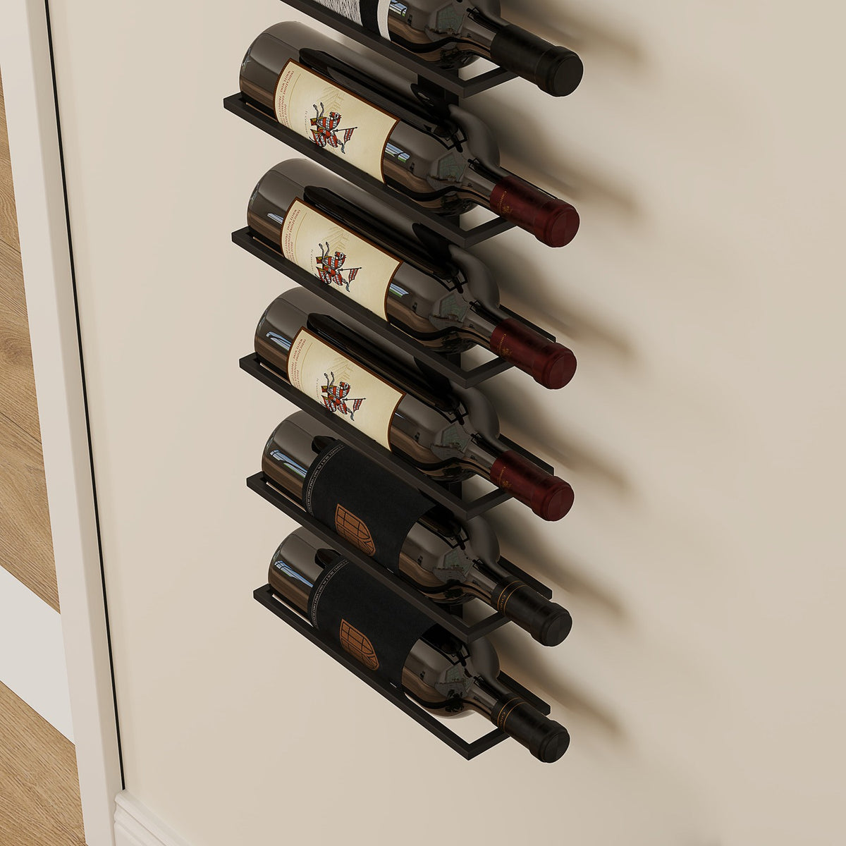 Porte-bouteilles mural en acier pour 10 bouteilles – noir