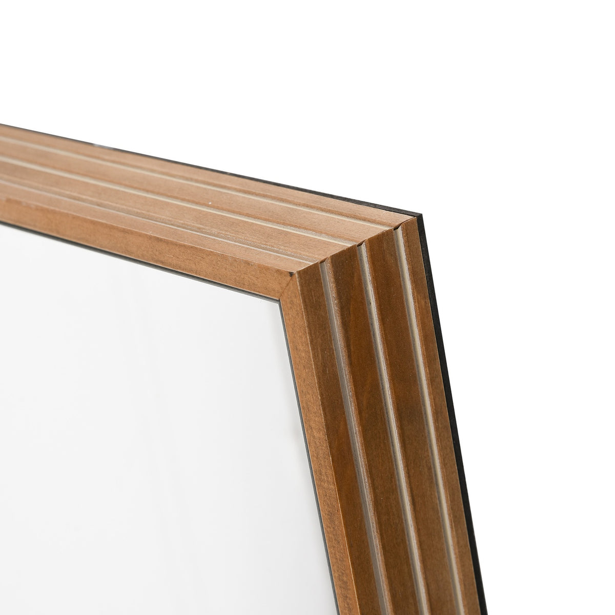Miroir mural 125x45 cm – cadre en bois, finition naturelle