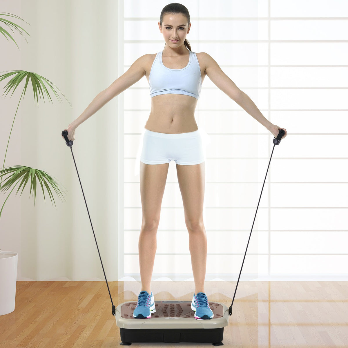 Plateforme vibrante fitness avec écran LED et bandes