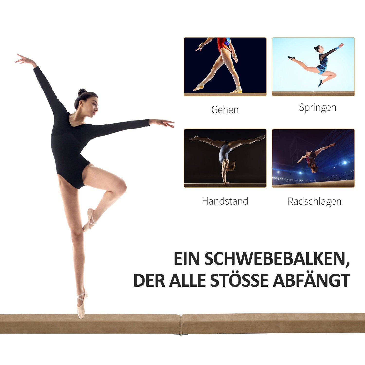 Vikbar 210 cm Gymnastik Balansbalk – inomhus/utomhusbruk