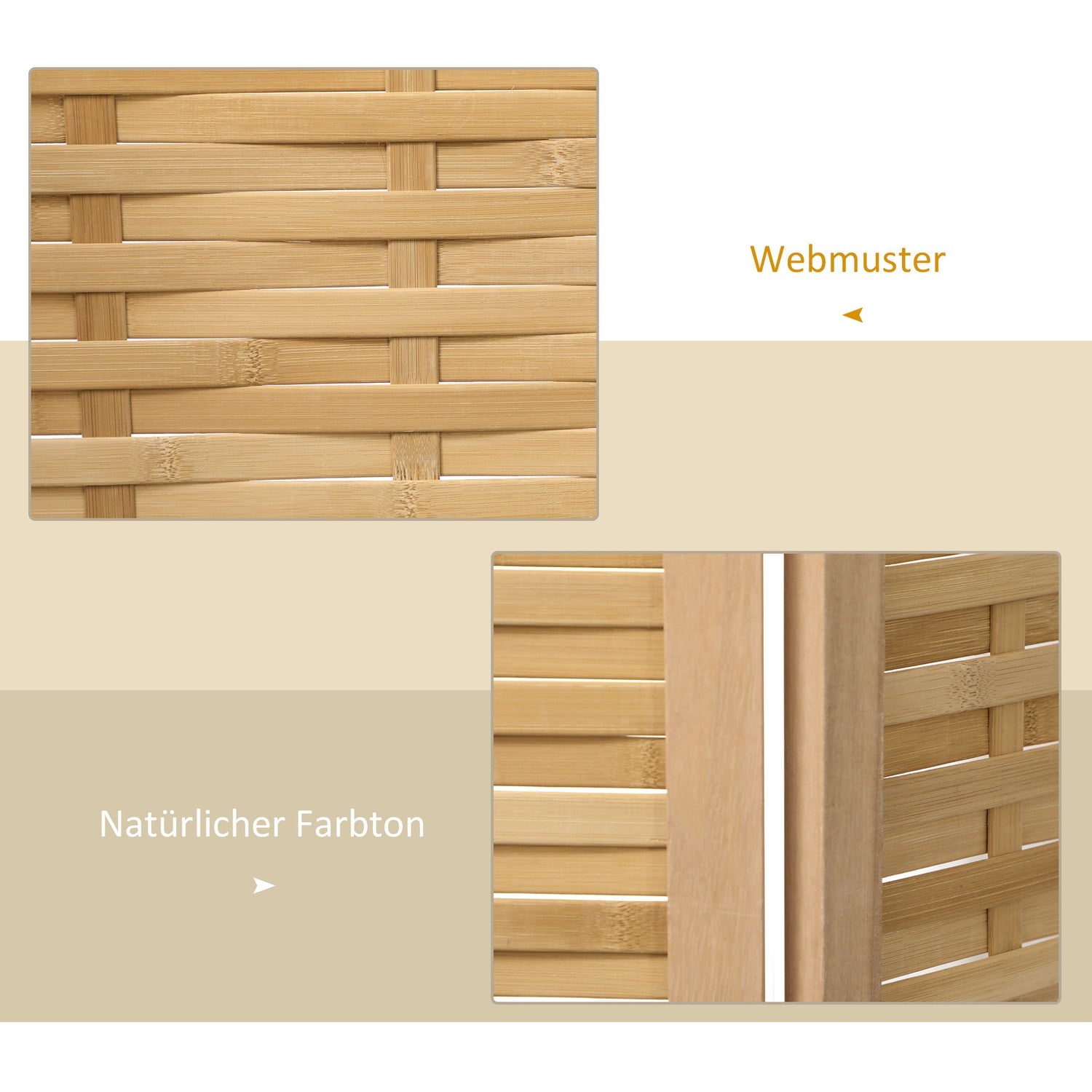 Vikbar Bamboo Privacy Screen – Natural Room Divider 160x170 cm