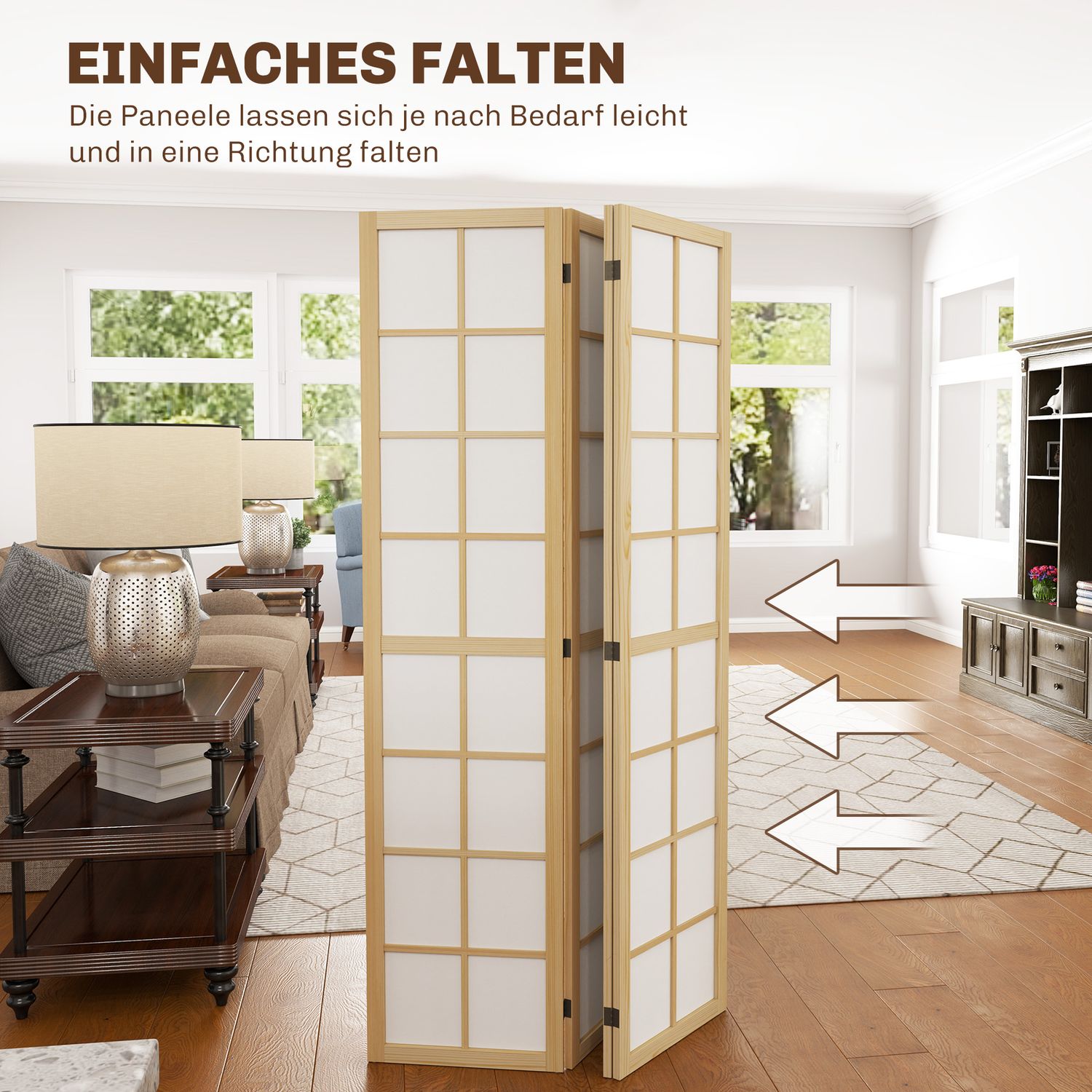 Vikbar Room Divider Privacy Screen, Natural - 160x170 cm
