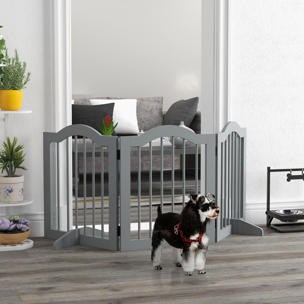 Barrière pour chien pliable, 3 pièces, gris clair, 154,5 x 61 cm