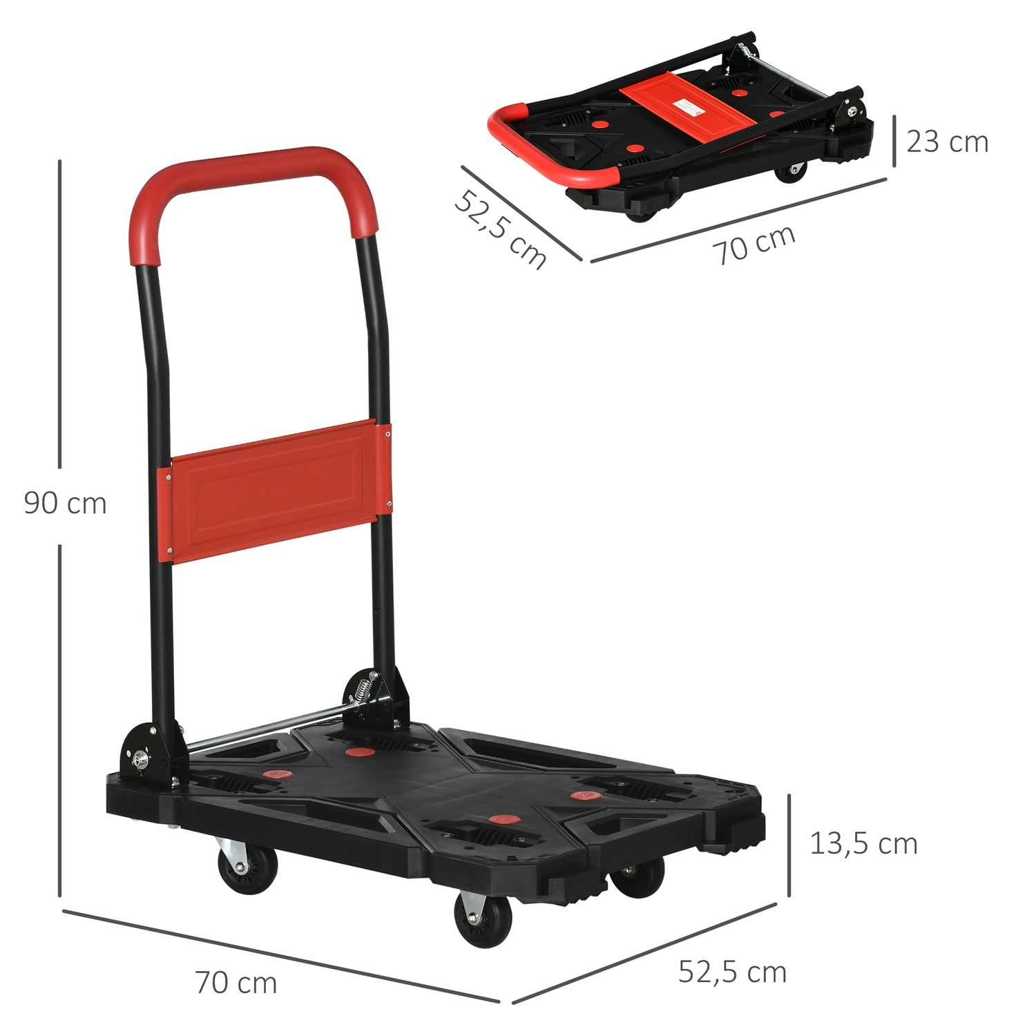 Vikbar säckvagn och plattformsvagn, 150 kg kapacitet
