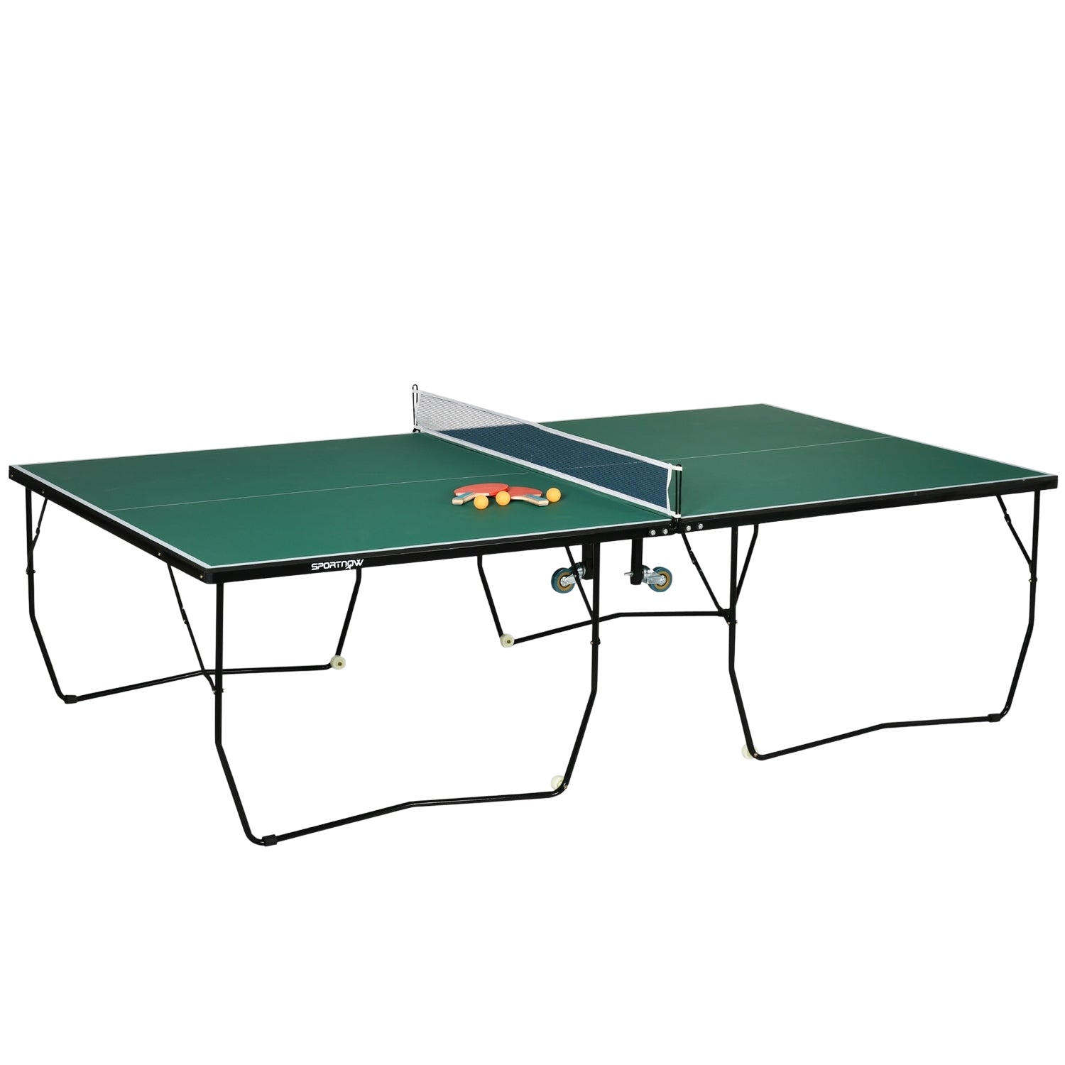 Vikbart inomhusbordtennisbord med hjul – Grön