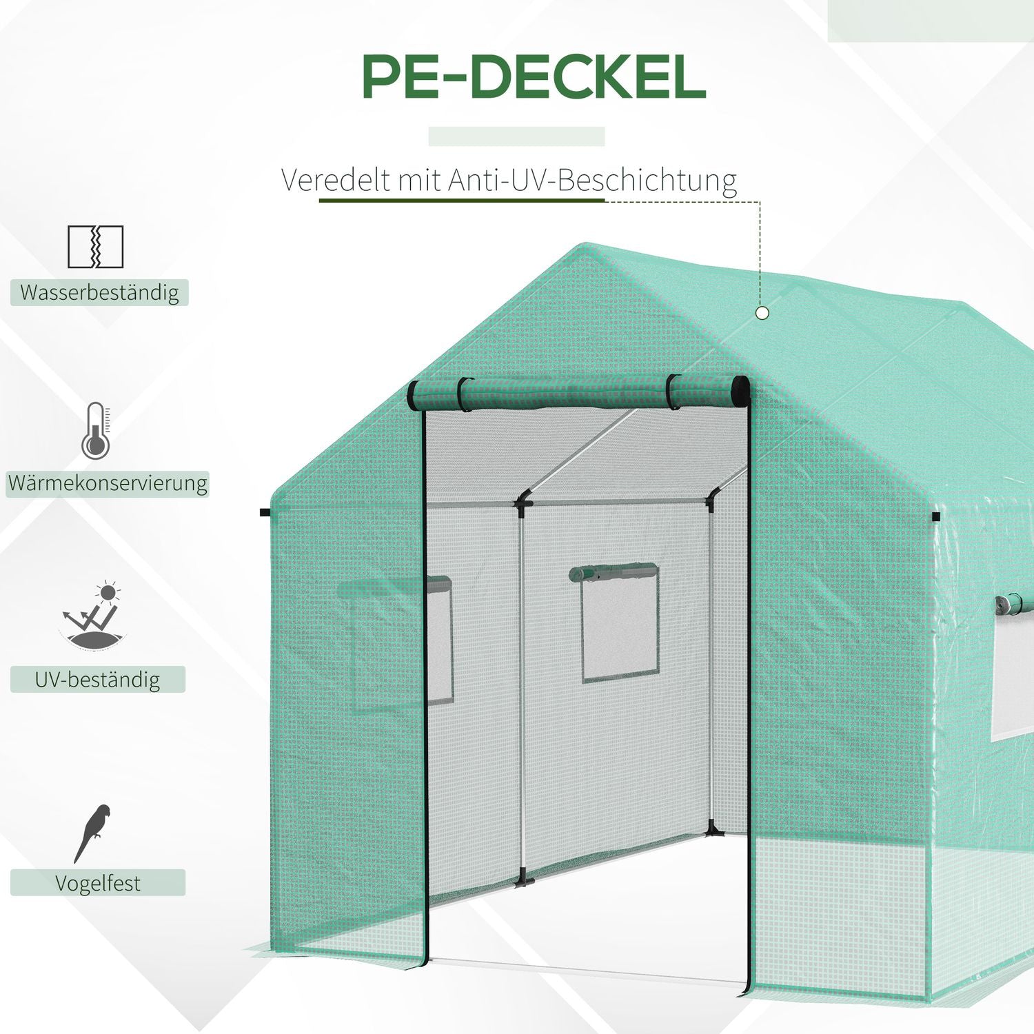 Vindtätt Folieväxthus 2x3x2m med UV-skydd