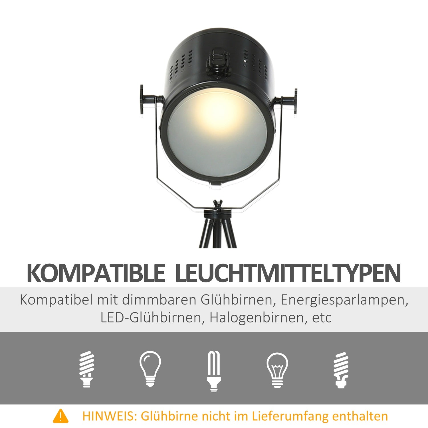 Vintage Black Metal Tripod Golvlampa, E27, Ø58x136cm