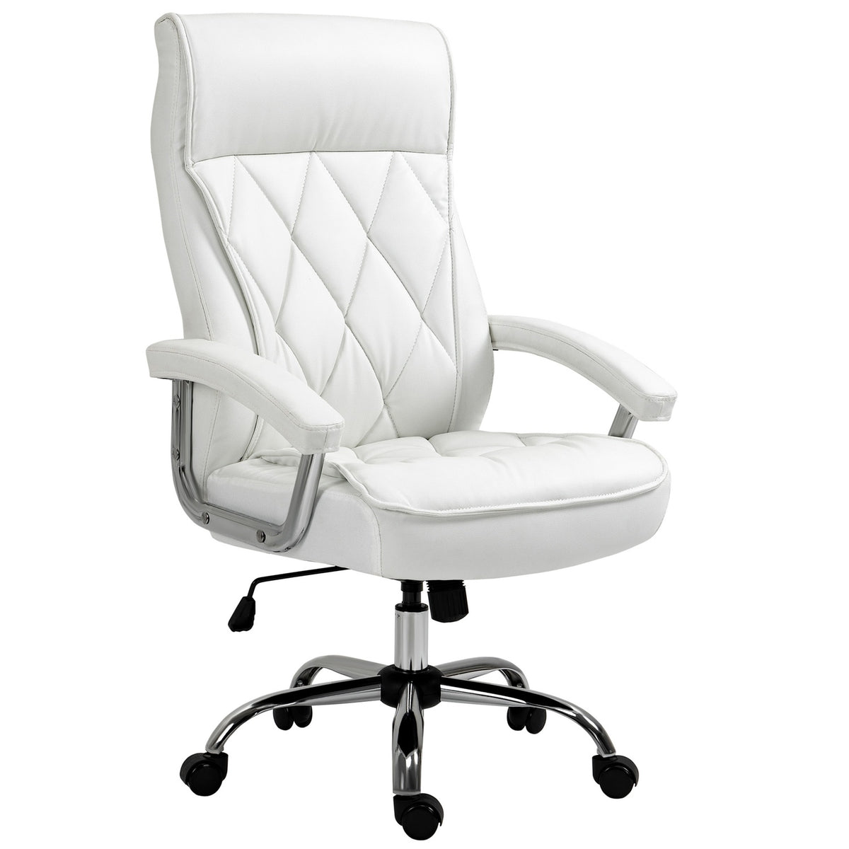 Weisser ergonomischer Bürostuhl – verstellbare Höhe, drehbar, Wippe