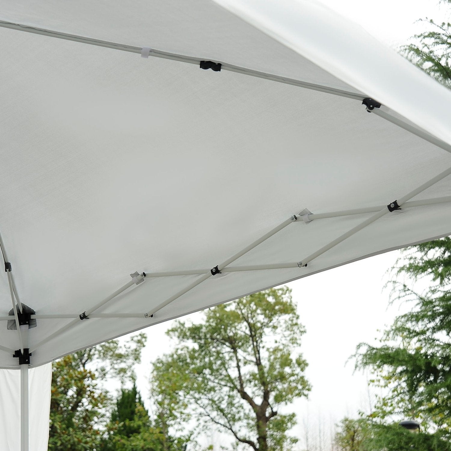 Vit hopfällbart paviljongtält i stål med bärväska, 2,4x2,4M