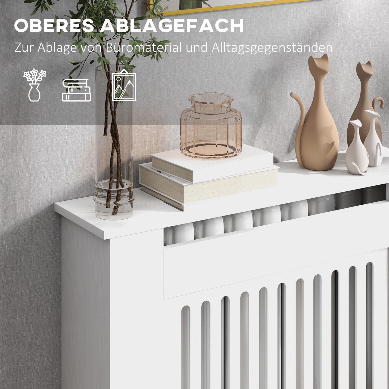 Vit kylarlock med horisontella lameller, 78x19x81cm