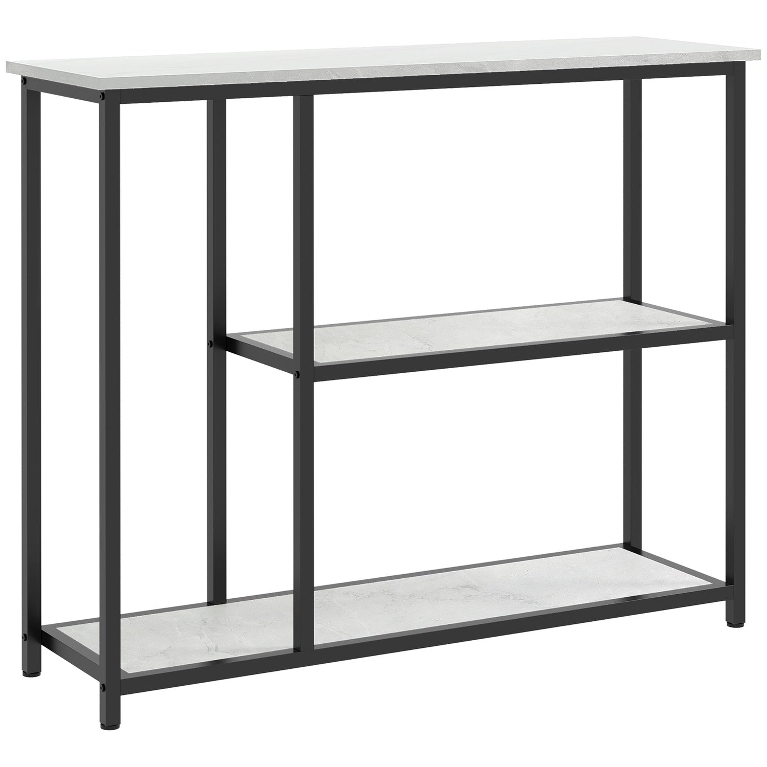 Vitt konsolbord i stål – 2-nivåer, tippskydd – 100x30x80 cm