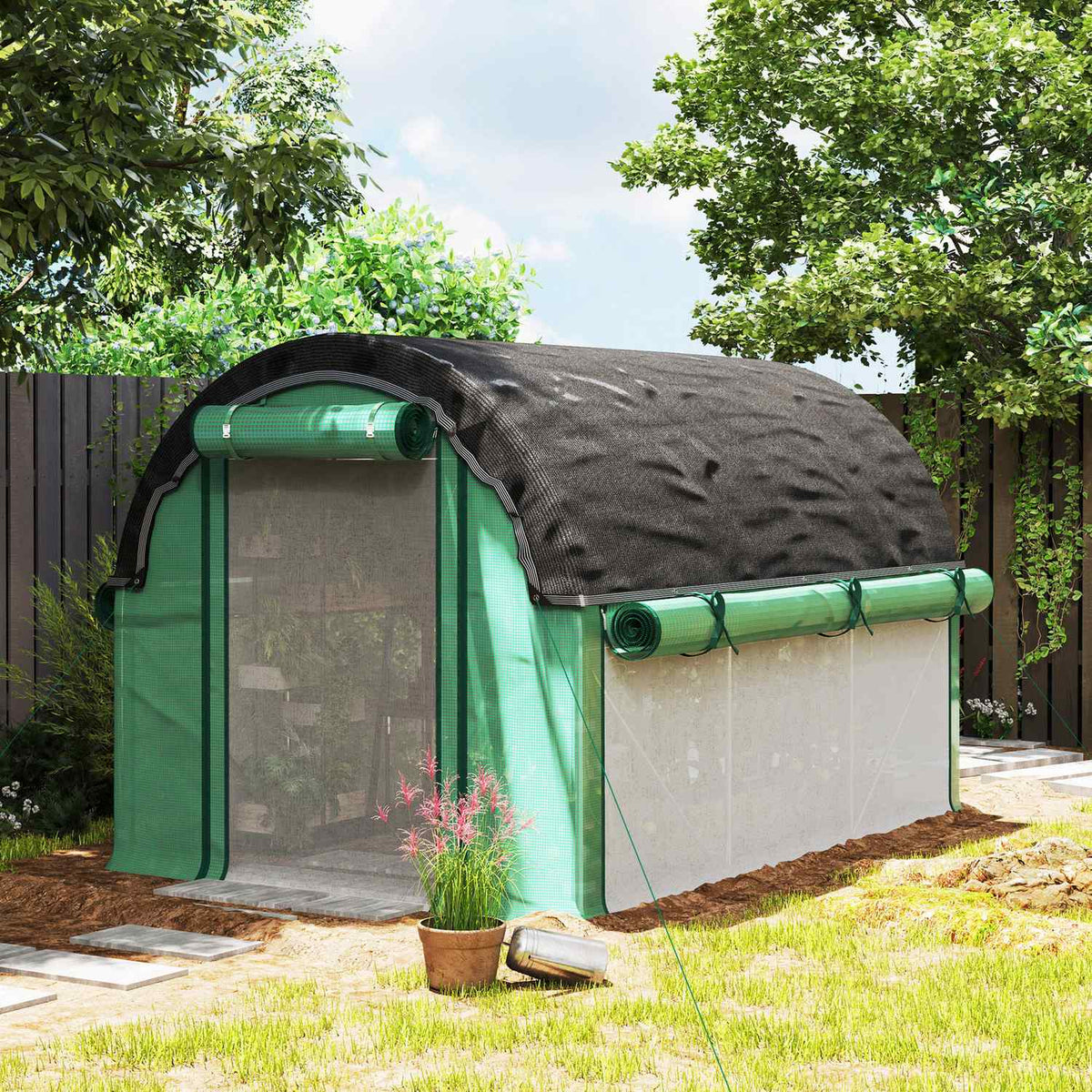 Serre 3x2x2m avec côtés enroulables & protection UV