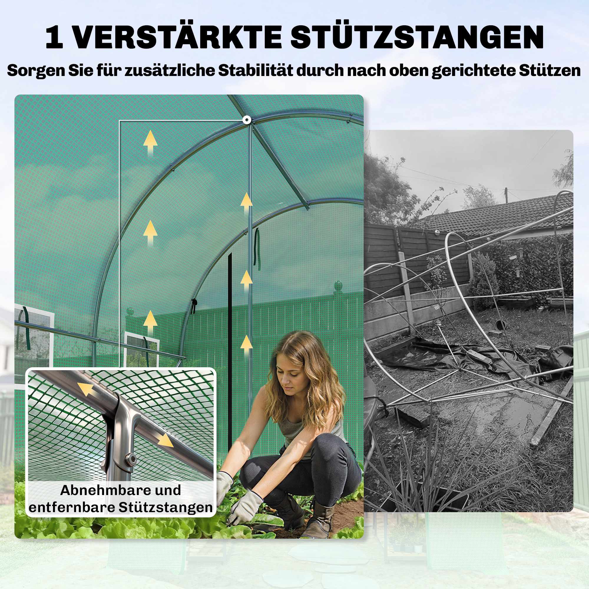 Växthus 3x2x2m med rullportar och nätfönster