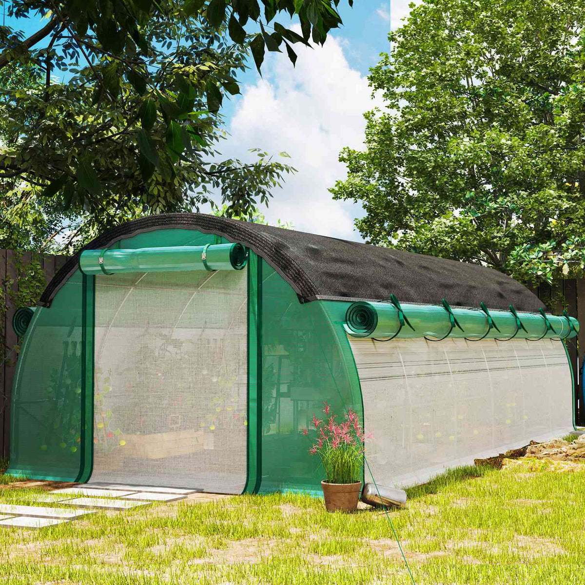 Serre 6x3x2m avec film résistant aux UV, 12 fenêtres