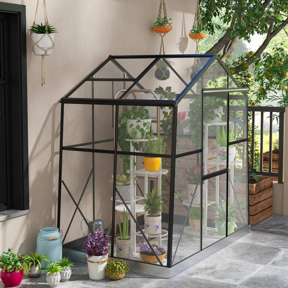 Serre en aluminium avec fenêtre et porte coulissante, 2,51 m²