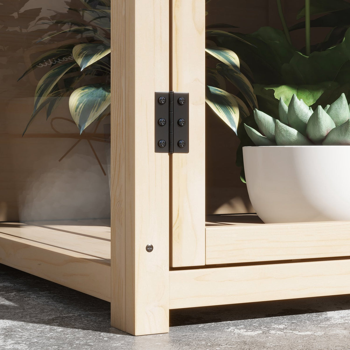 Gewächshaus mit 2-stöckigem Frühbeet aus Holz mit Dachfenster
