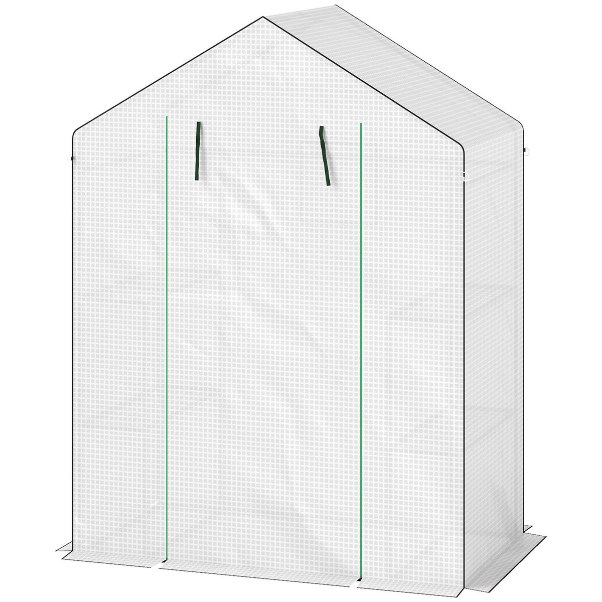 Serre à porte enroulable et étagères pour le jardin