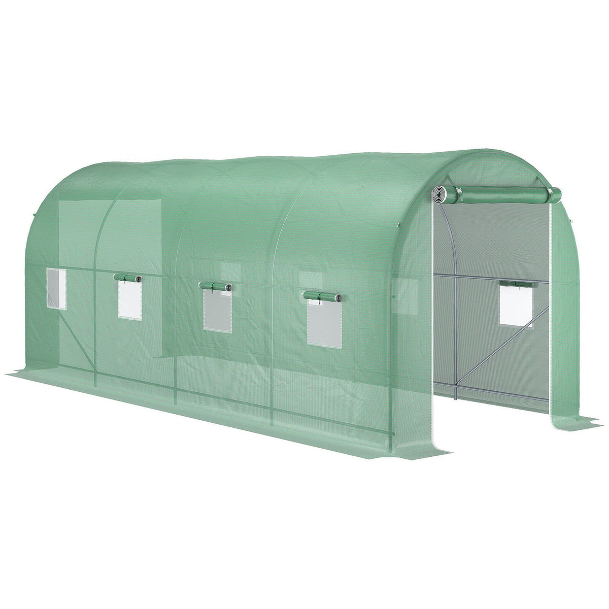 Gewächshaus-Folientunnel mit Fenstern, grün, 5x2x2,1m