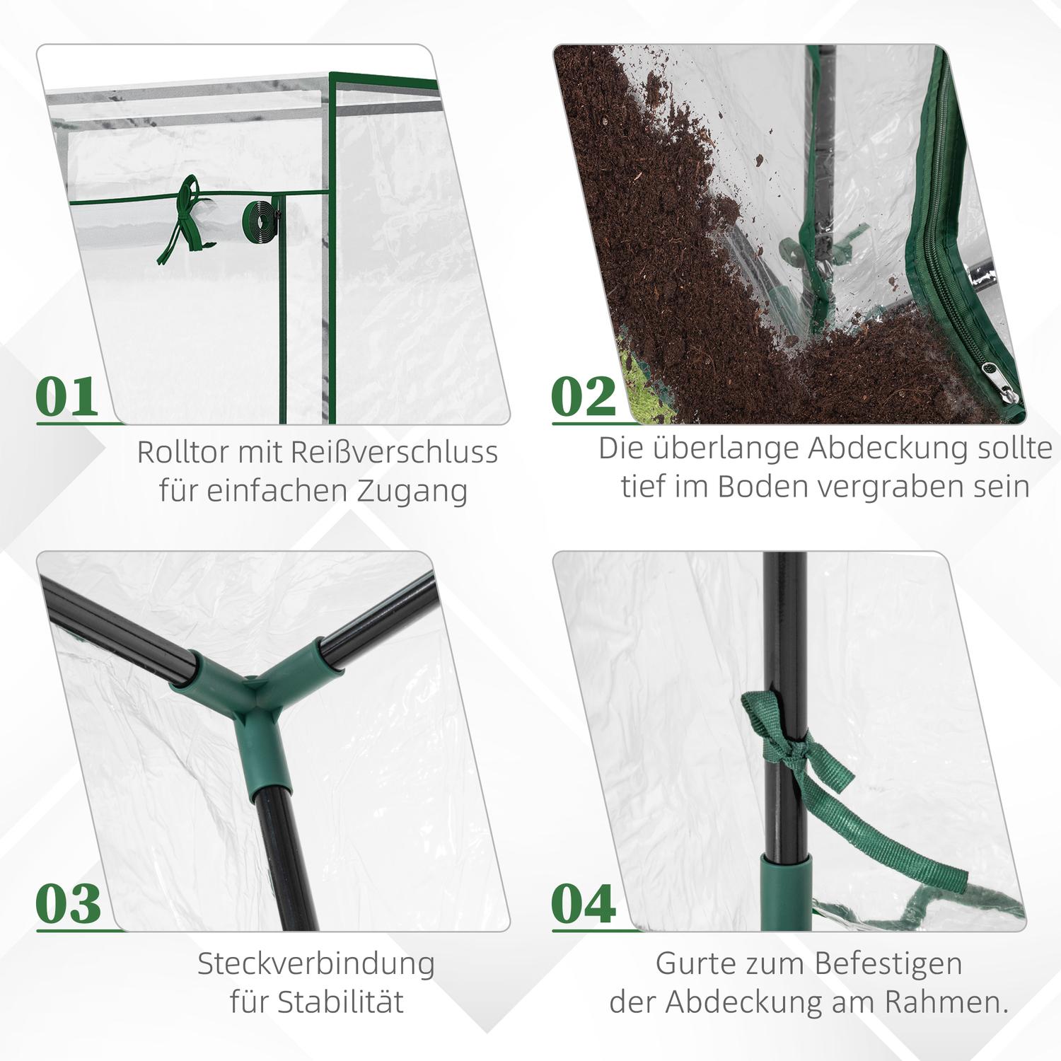 Växthustomathus, RollUp-dörr, 100x50x150 cm
