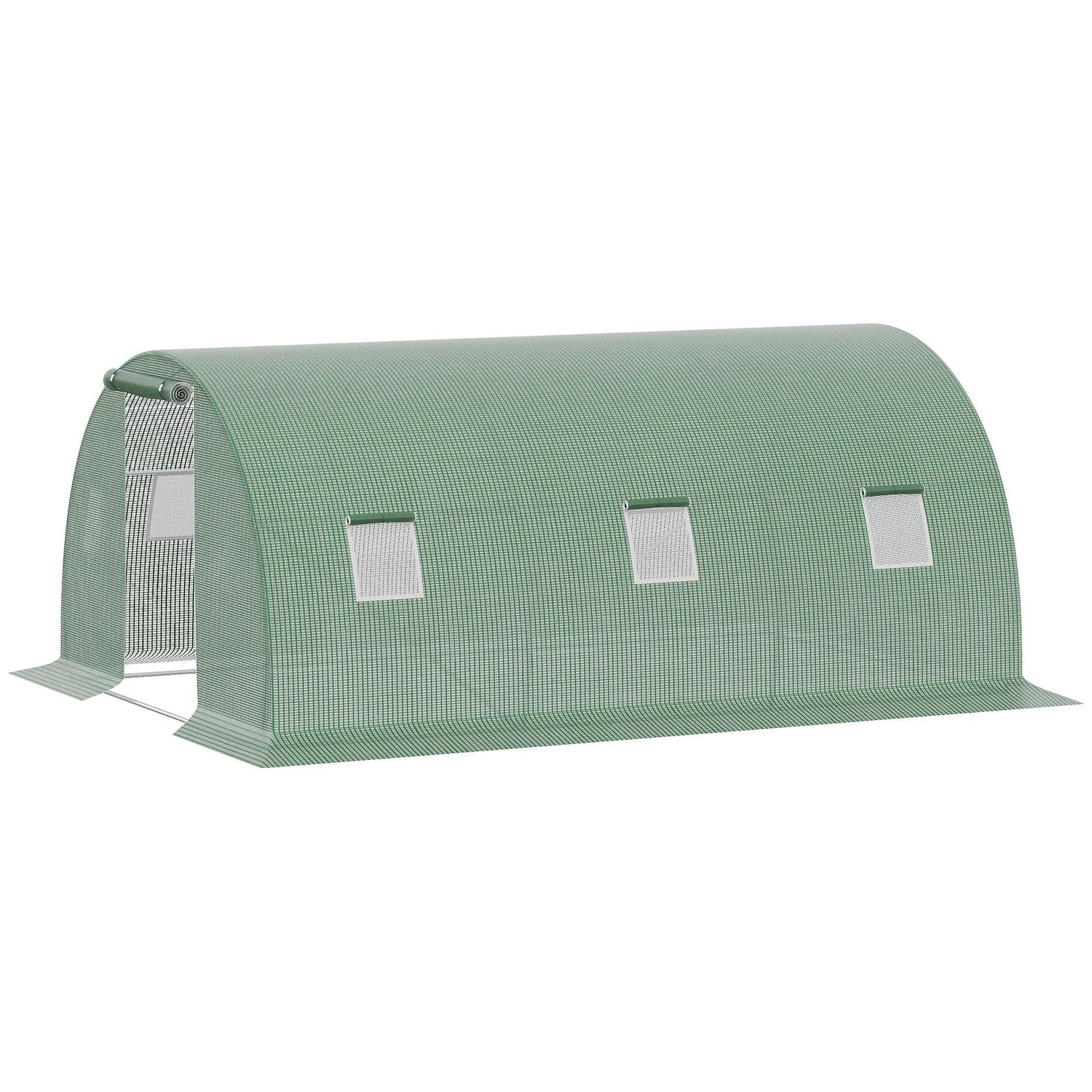 Walk-In Greenhouse Polytunnel 4,5x3m, 6 fönster, Frostbeständig