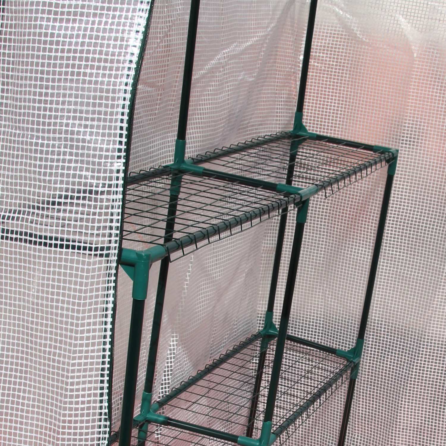 Walk-In tomatväxthus, 4 hyllor, stålstomme, 143x143x195 cm