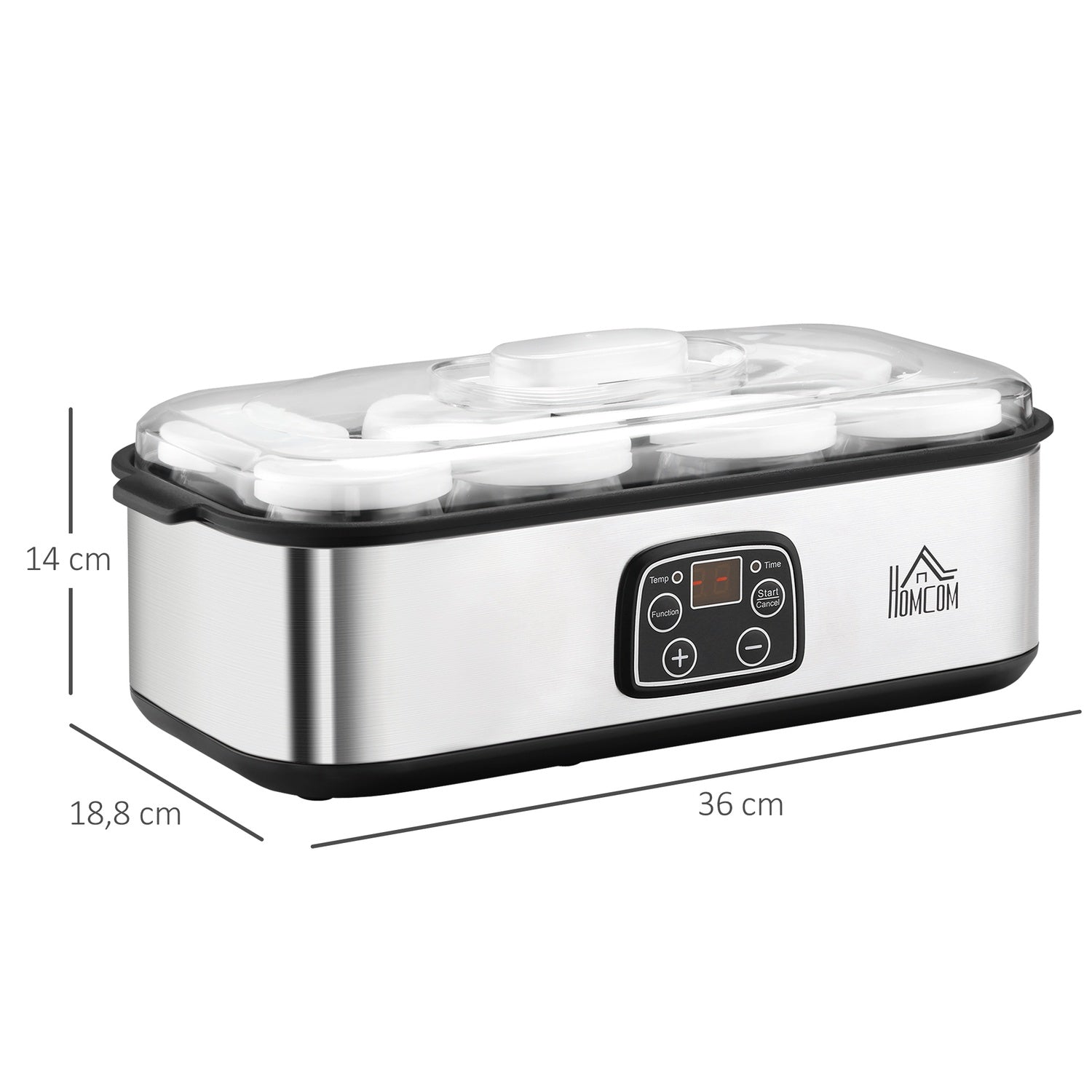Yoghurtmaskin 25W med LCD, 8 burkar och justerbar temperatur