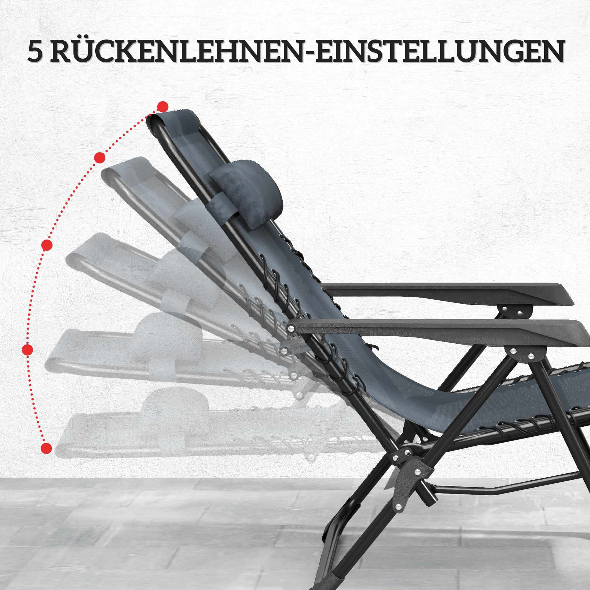 Zero Gravity-stolset med bord, justerbar lutning